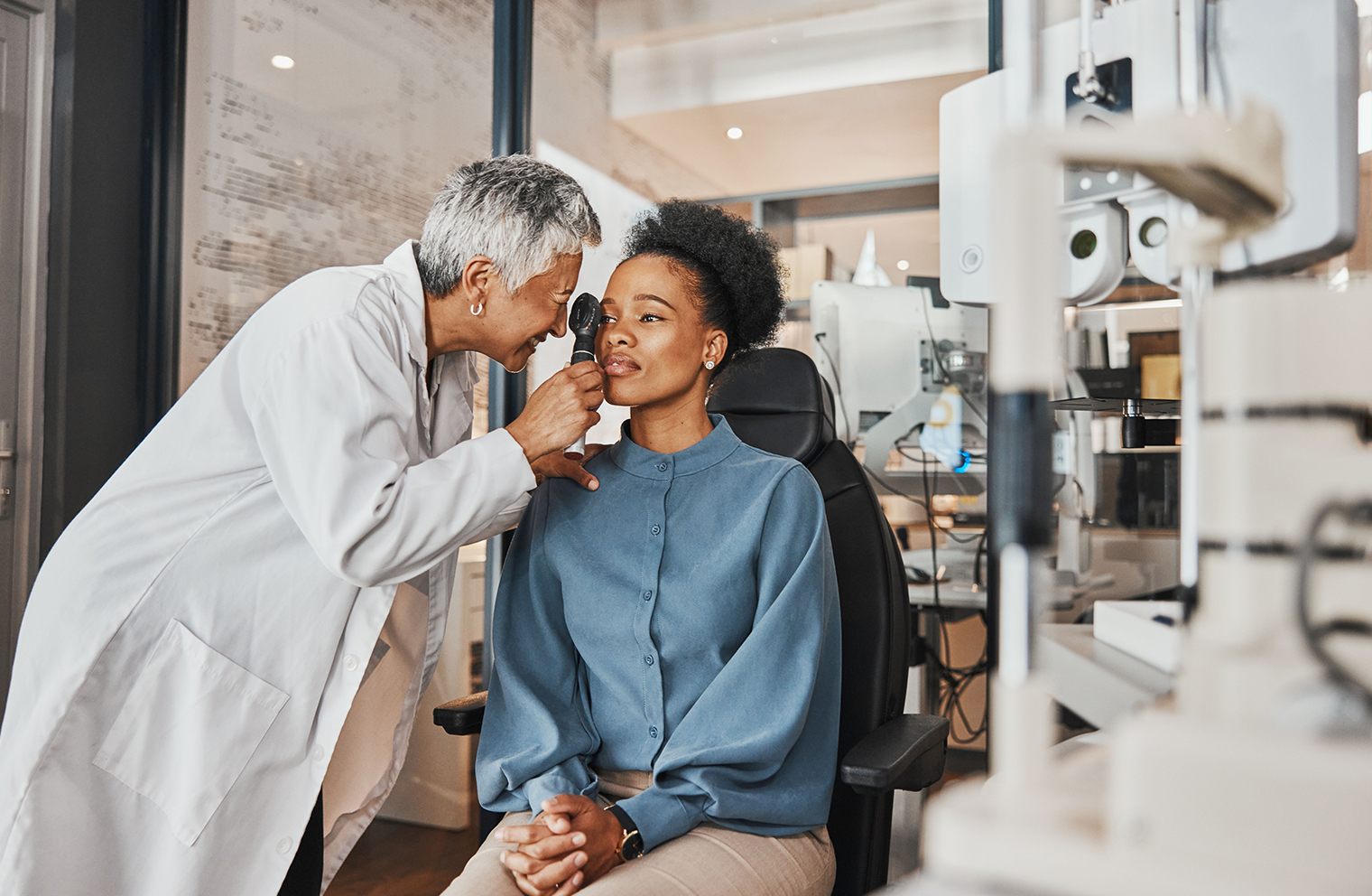 A patient receives an eye exam covered by their vision plan. 